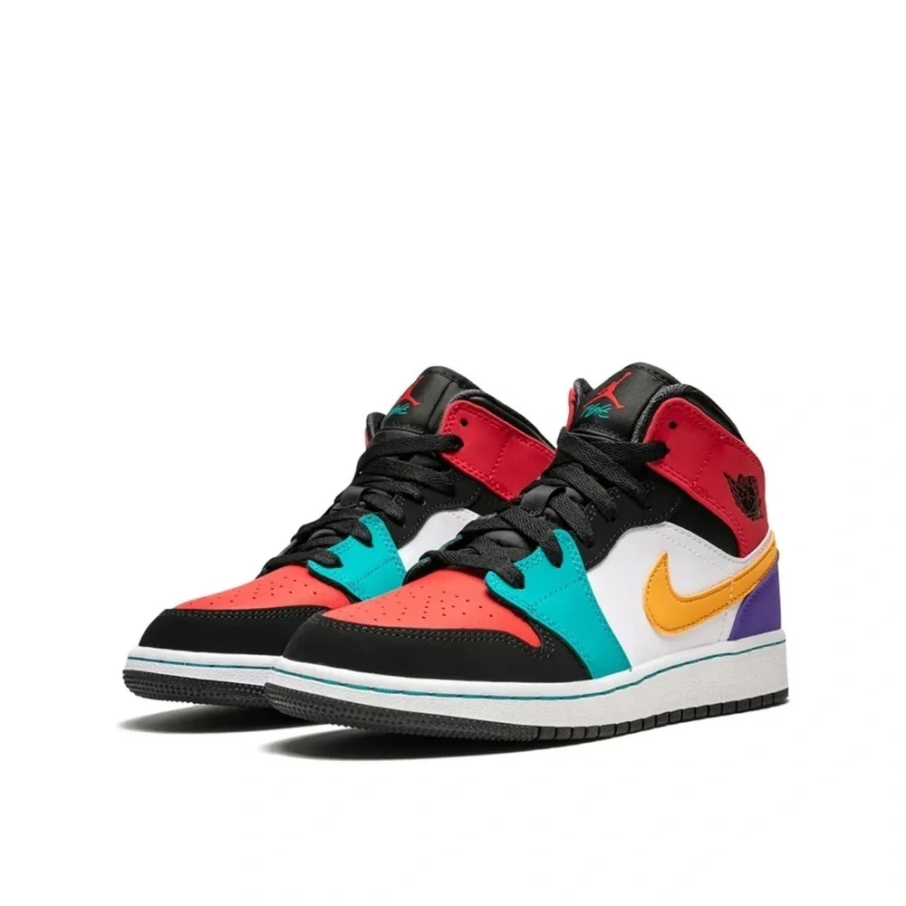 2018 Nike Air Jordan 1 Mid Multi Color Retro Youth Kids 7c